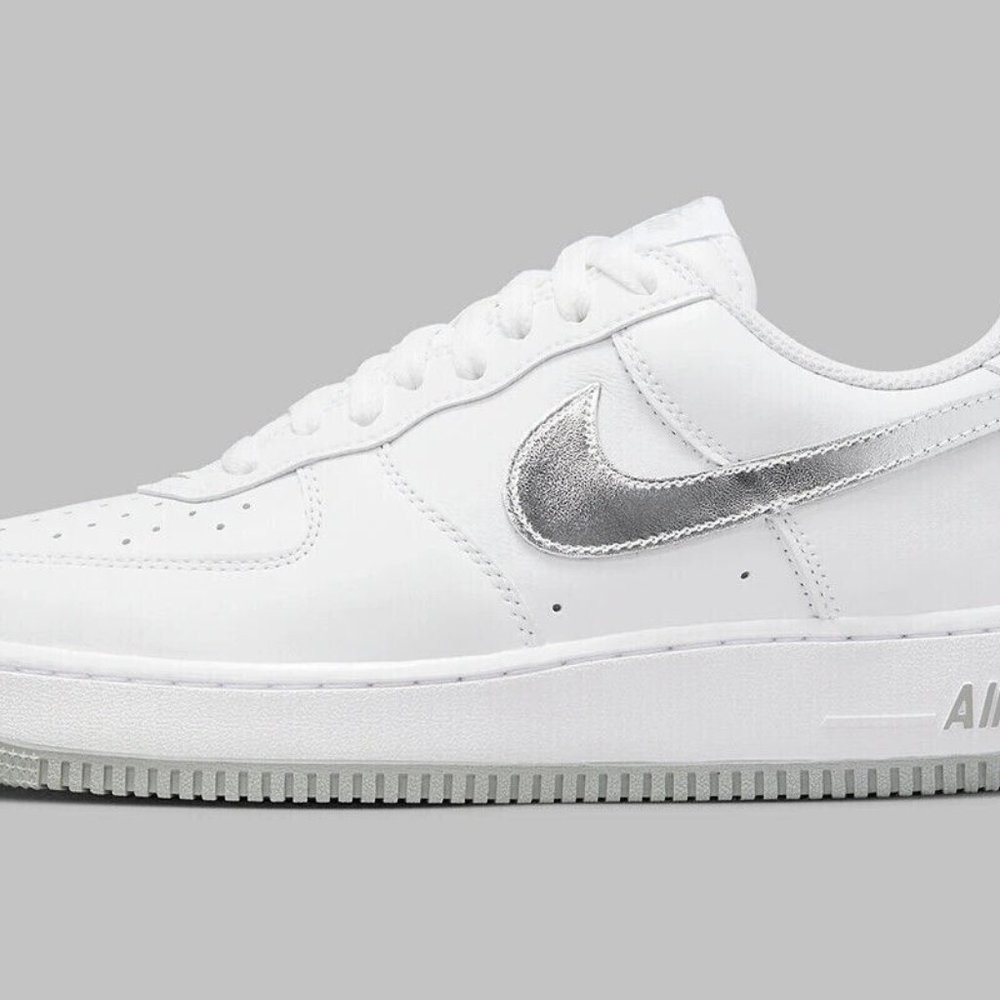 Nike Air Force 1 Low Retro Shoes White Metallic Silver DZ6755-100 Size 12